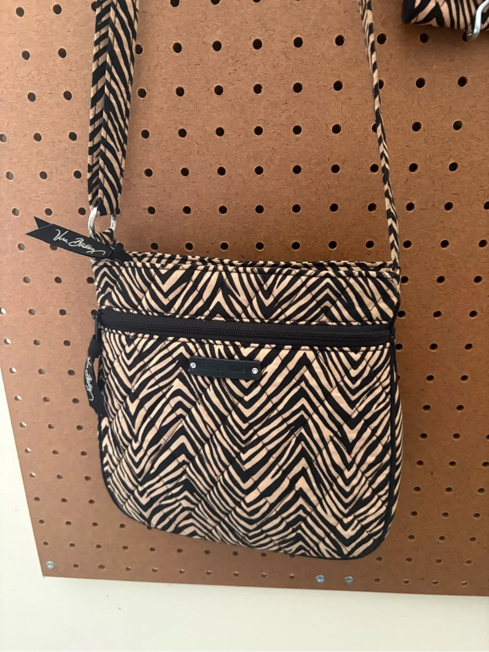 Vera Bradley Petite Double Zip Hipster Purse Bag Zebra Print with Wallet